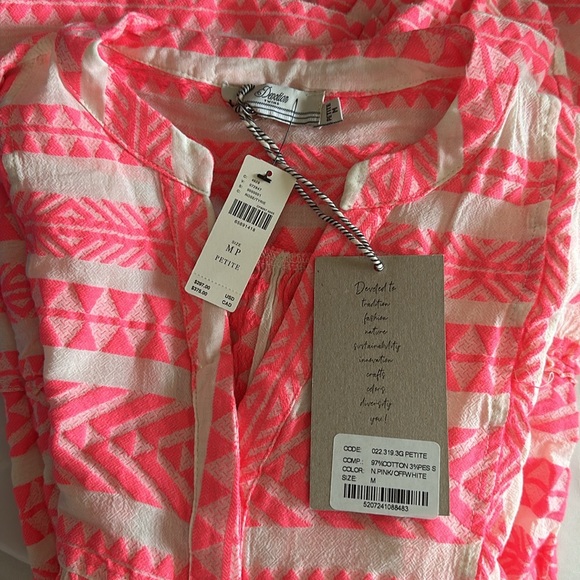 NWT DEVOTION TWINS Short ELLA Cotton MIni Dress Medium Petite MP Rose Neon Pink - Picture 11 of 11